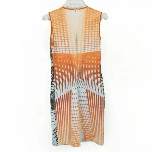 Clover Canyon Orange Blue Abstract Polka Dot Sleeveless Scuba Dress - Picture 2 of 2